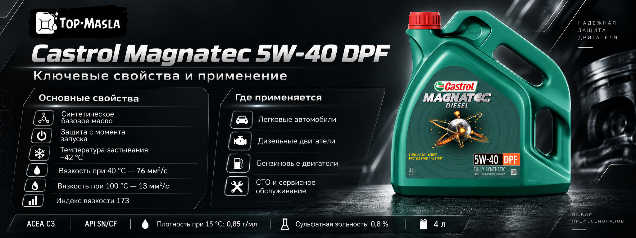 Castrol Magnatec 5W-40 DPF характеристики и применение