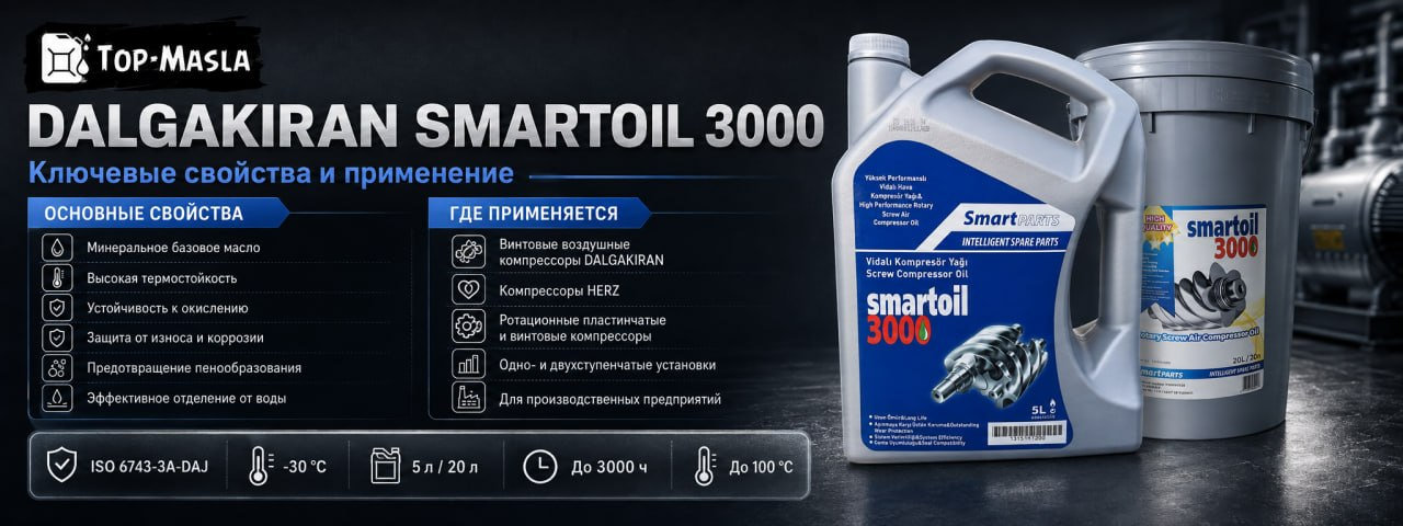 Компрессорное масло Dalgakiran SmartOil 3000 характеристики и применение