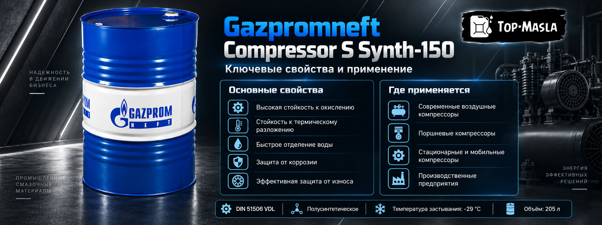 Gazpromneft Compressor S Synth-150 характеристики и применение