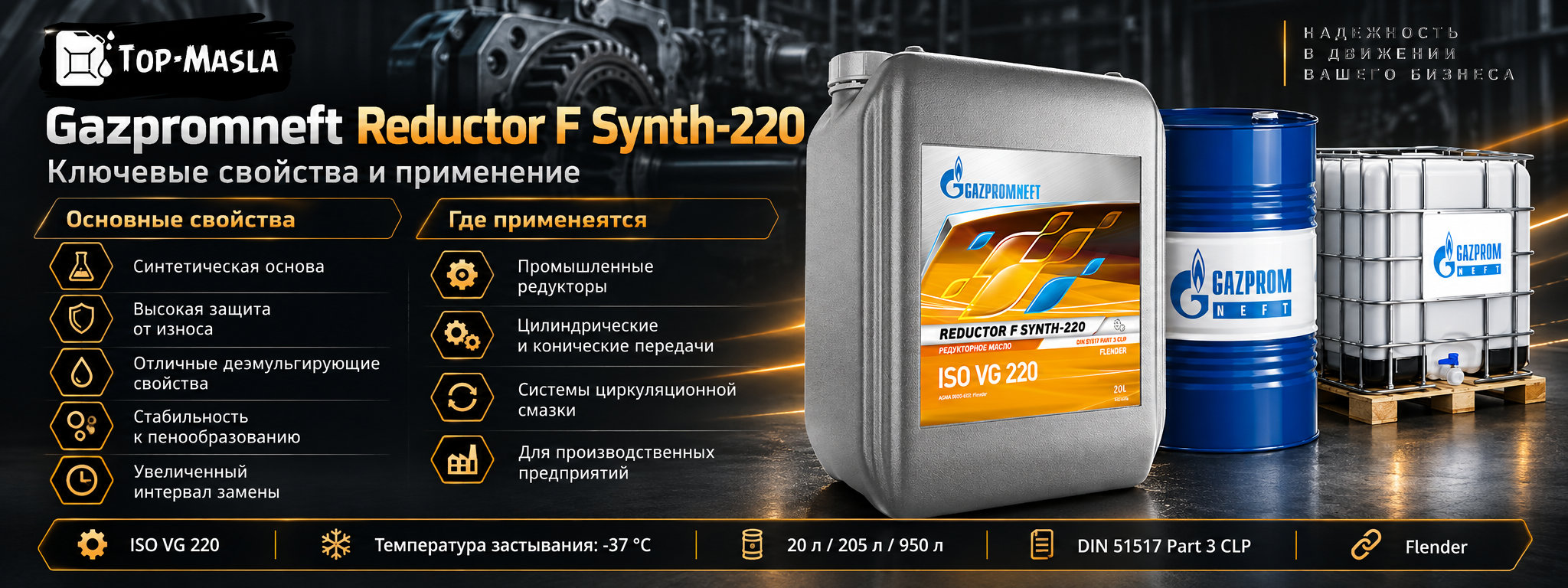 Gazpromneft Reductor F Synth-220 характеристики и применение
