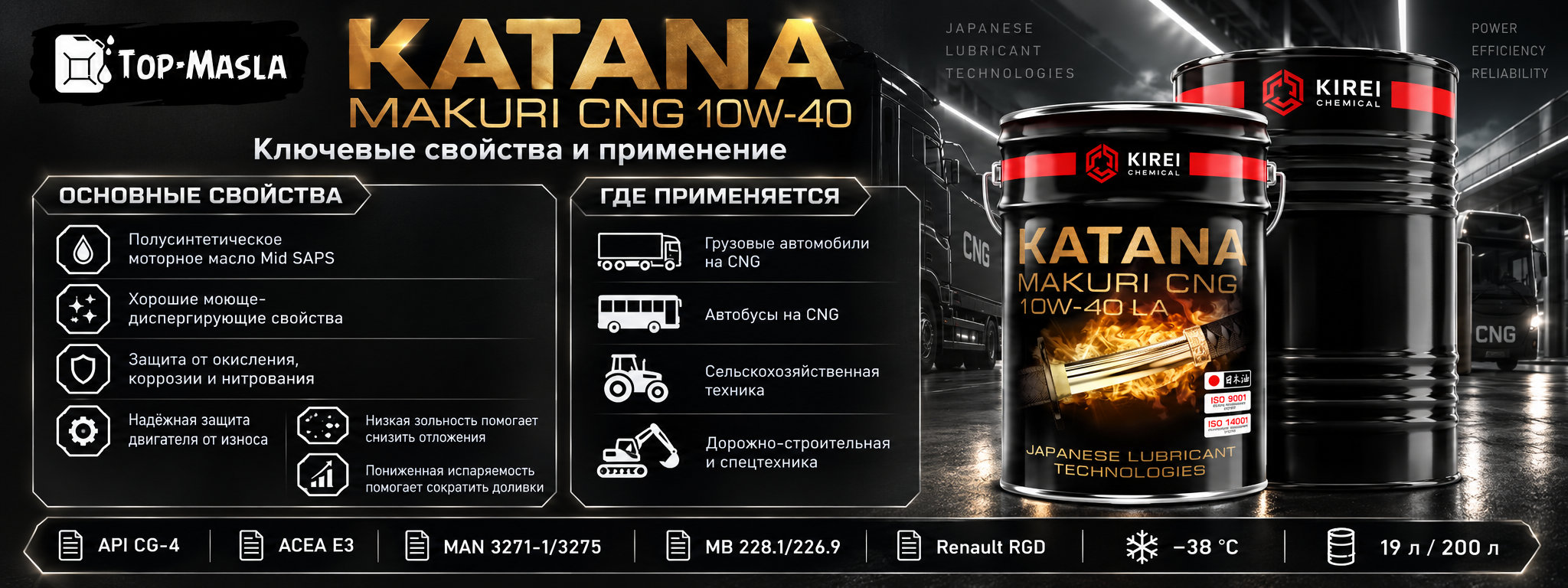 KATANA MAKURI CNG 10W-40 характеристики и применение
