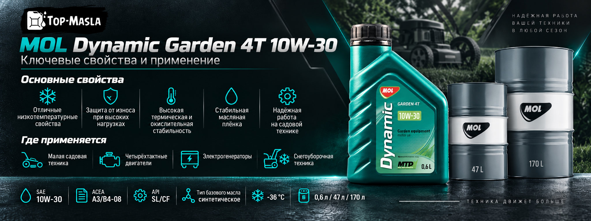 MOL Dynamic Garden 4T 10W-30 характеристики и применение