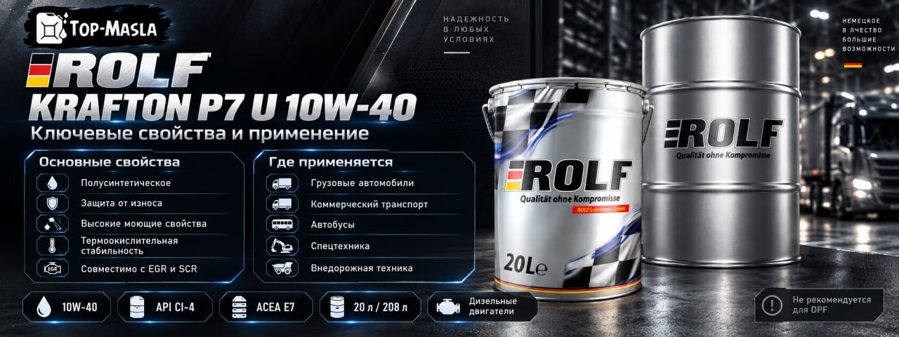 ROLF KRAFTON P7 U 10W-40 характеристики и применение