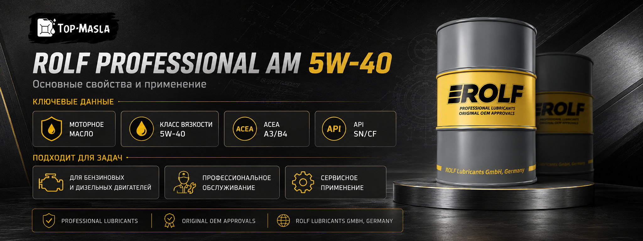 ROLF Professional AM 5W-40 A3/B4 SN/CF характеристики и применение