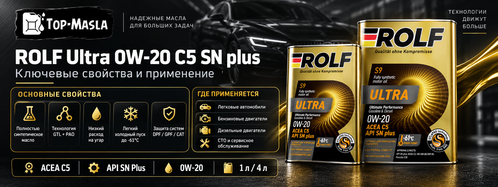 Rolf Ultra 0W-20 C5 SN plus характеристики и применение