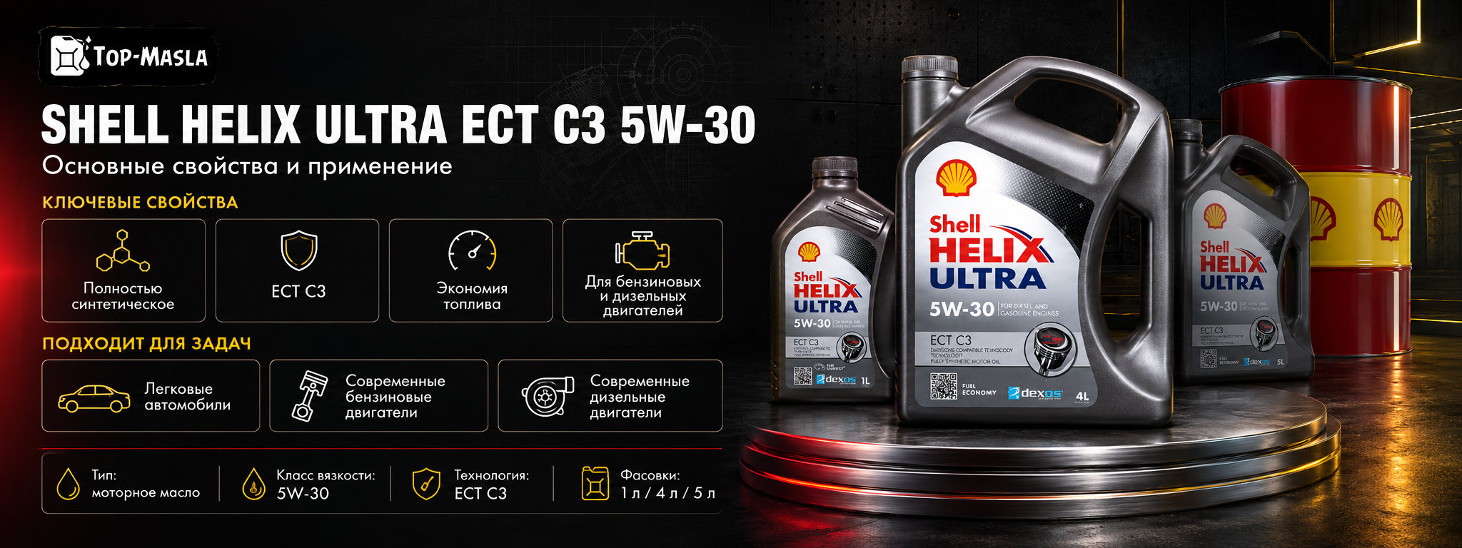 Shell Helix Ultra ECT C3 5W-30 характеристики и применение