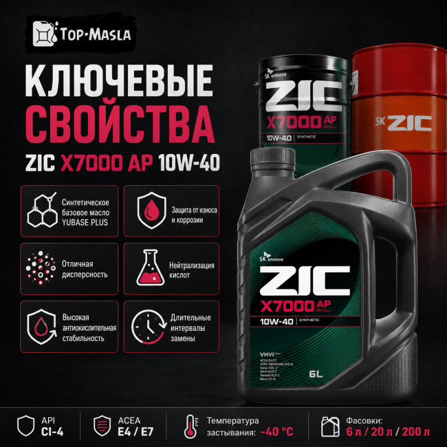 Моторное масло ZIC X7000 AP 10W-40 Моторное масло ZIC X7000 AP 10W-40