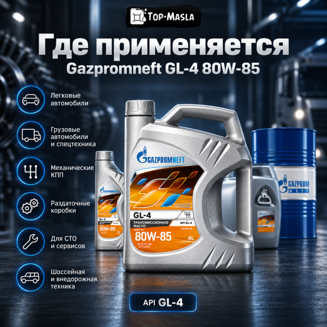 Трансмиссионное масло Gazpromneft GL-4 80W-85 Трансмиссионное масло Gazpromneft GL-4 80W-85
