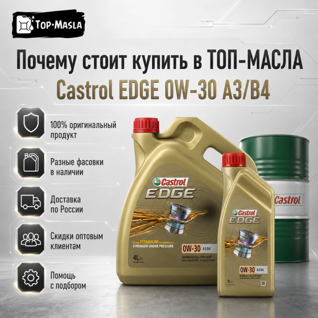 Моторное масло Castrol EDGE 0W-30 A3/B4 Моторное масло Castrol EDGE 0W-30 A3/B4