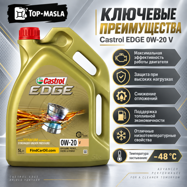 Моторное масло Castrol EDGE 0W-20 V