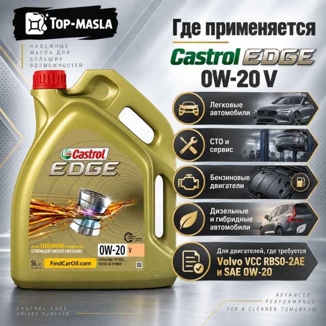 Моторное масло Castrol EDGE 0W-20 V