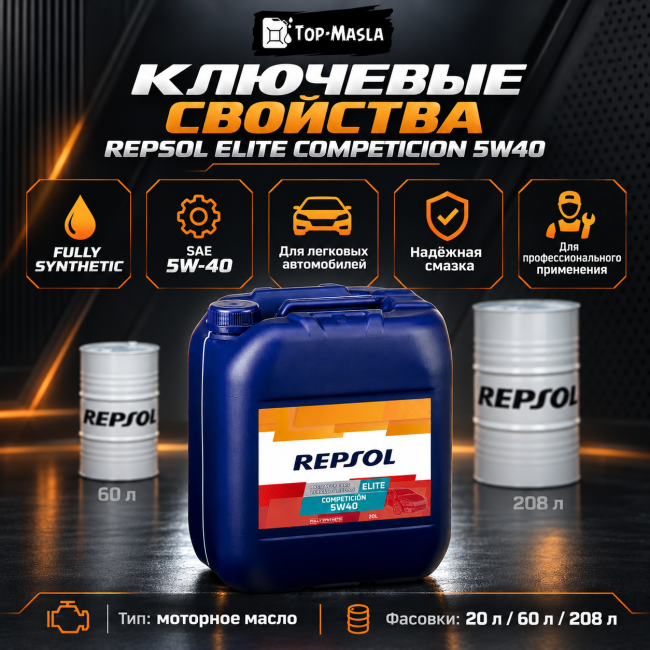 Моторное масло REPSOL ELITE COMPETICION 5W40 Моторное масло REPSOL ELITE COMPETICION 5W40