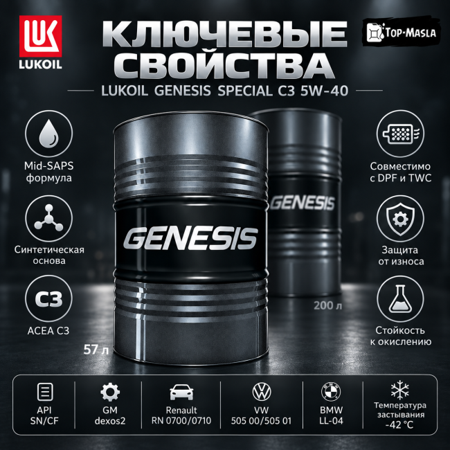 Моторное масло LUKOIL GENESIS SPECIAL С3 5W-40 Моторное масло LUKOIL GENESIS SPECIAL С3 5W-40