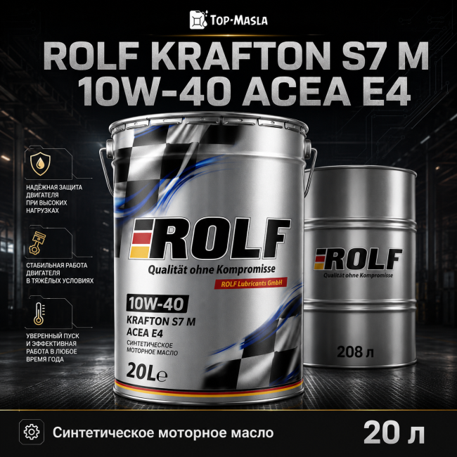 Моторное масло ROLF KRAFTON S7 M 10W-40 ACEA E4 Моторное масло ROLF KRAFTON S7 M 10W-40 ACEA E4