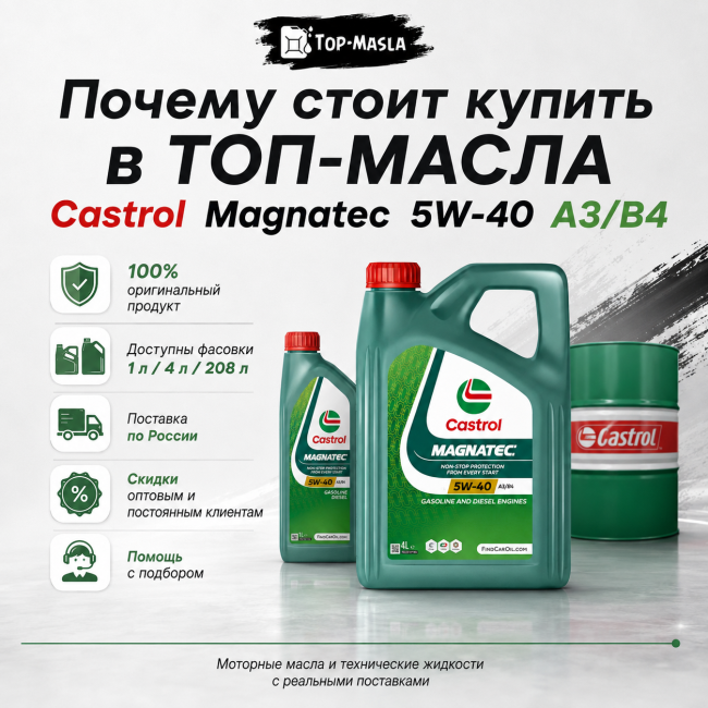 Моторное масло Castrol Magnatec 5W-40 A3/B4 Моторное масло Castrol Magnatec 5W-40 A3/B4