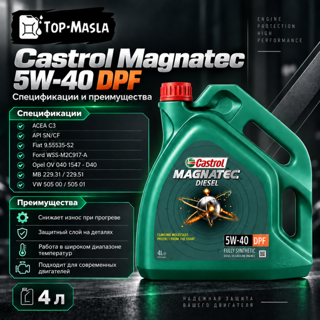 Моторное масло Castrol Magnatec 5W-40 DPF 4л