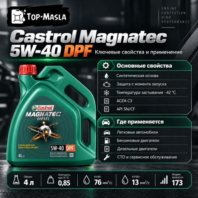 Моторное масло Castrol Magnatec 5W-40 DPF 4л