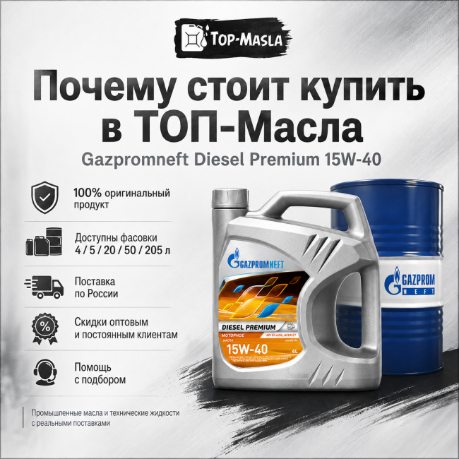 Моторное масло Gazpromneft Diesel Premium 15W-40
