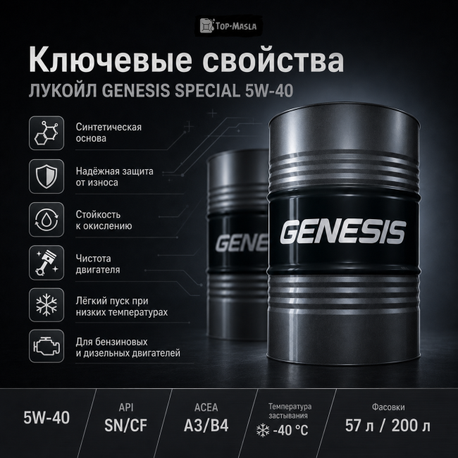 Моторное масло ЛУКОЙЛ GENESIS SPECIAL 5W-40 Моторное масло ЛУКОЙЛ GENESIS SPECIAL 5W-40
