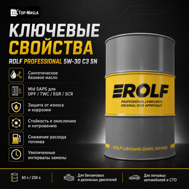 Моторное масло Rolf Professional 5W-30 C3 SN Моторное масло Rolf Professional 5W-30 C3 SN