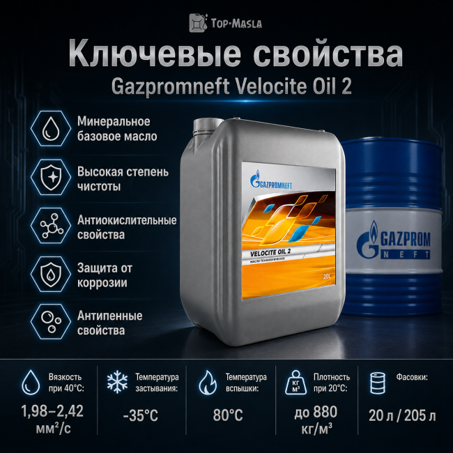 Технологическое масло Gazpromneft Velocite Oil 2 Технологическое масло Gazpromneft Velocite Oil 2