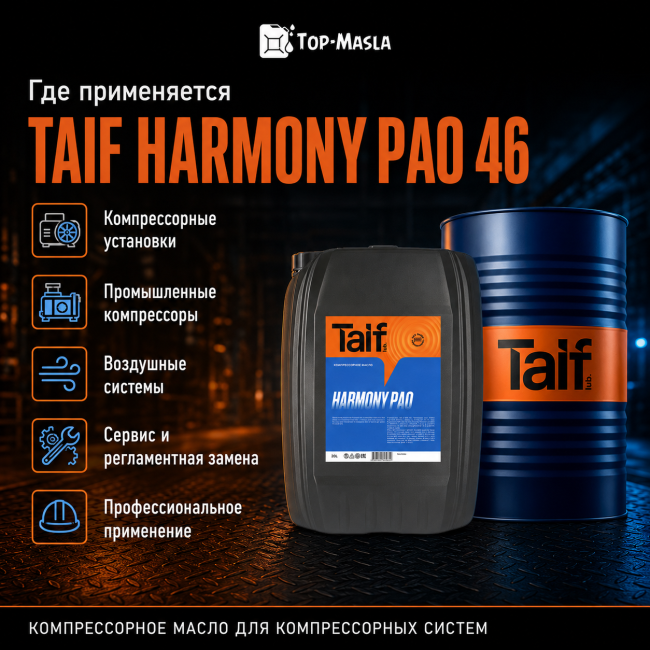 Компрессорное масло TAIF HARMONY PAO 46