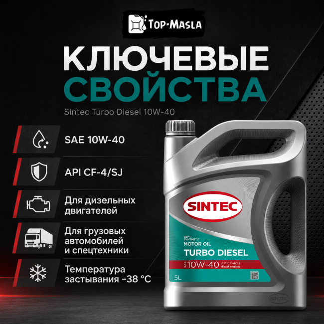 Моторное масло Sintec Turbo Diesel 10W-40 CF-4/SJ Моторное масло Sintec Turbo Diesel 10W-40 CF-4/SJ