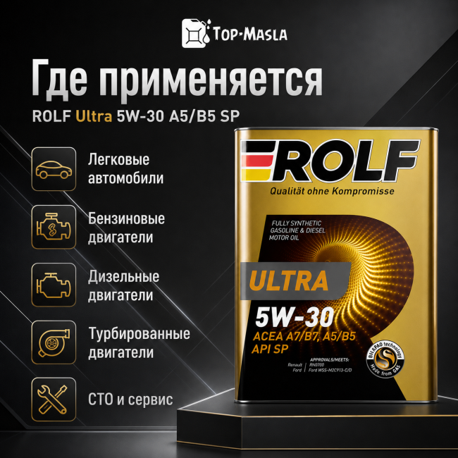 Моторное масло Rolf Ultra 5W-30 A5/B5 SP Моторное масло Rolf Ultra 5W-30 A5/B5 SP