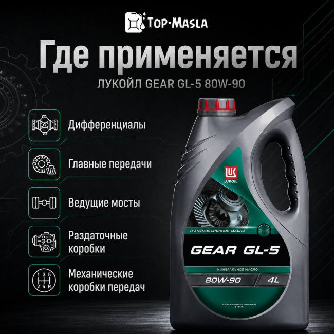 Трансмиссионное масло ЛУКОЙЛ GEAR GL-5 80W-90 Трансмиссионное масло ЛУКОЙЛ GEAR GL-5 80W-90