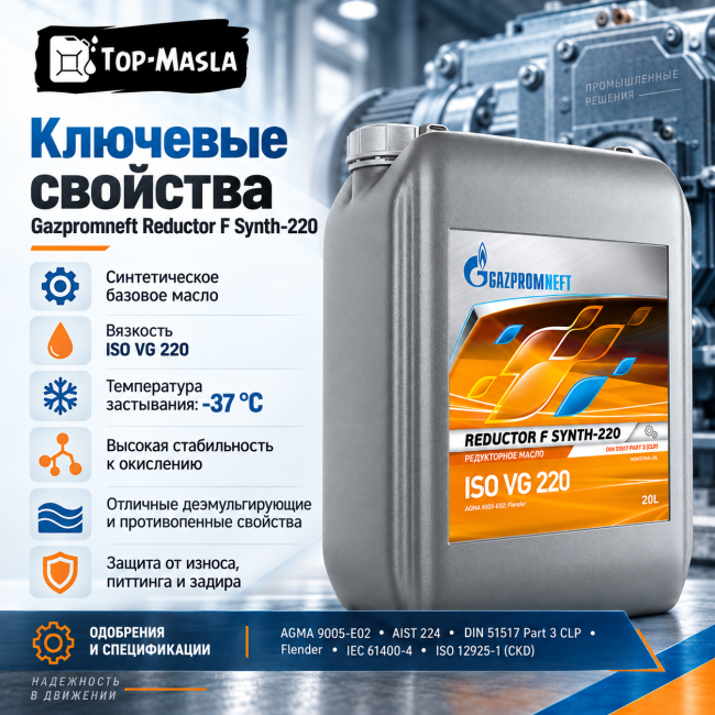 Редукторное масло Gazpromneft Reductor F Synth-220 Редукторное масло Gazpromneft Reductor F Synth-220